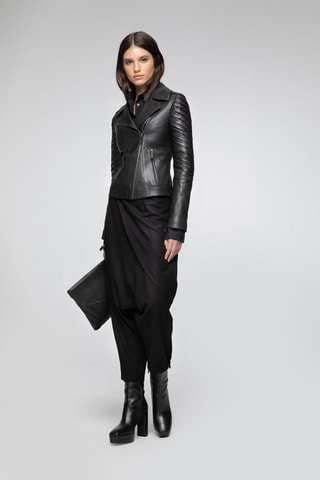 Veste en cuir d'agneau Noir