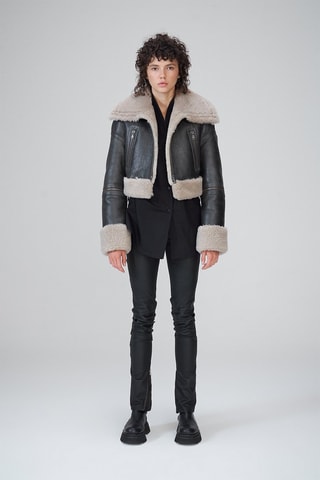 Veste en peau lainée de mouton - Marron