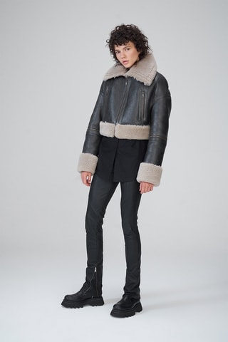 Veste en peau lainée de mouton - Marron