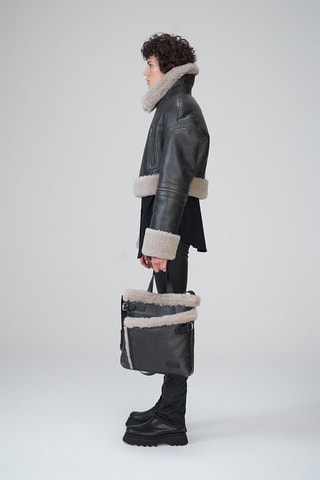 Veste en peau lainée de mouton - Marron