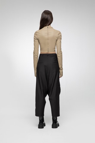 Crop top en cuir d’agneau - Beige foncé