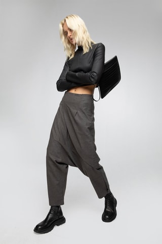 Crop top en cuir d’agneau - Noir