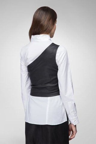 Top asymétrique en cuir d’agneau nappa - Noir