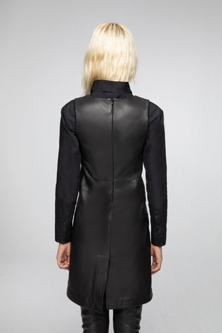 Robe droite en cuir d'agneau - Noir