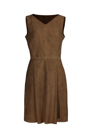 Robe patineuse en cuir d'agneau - Marron