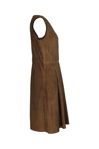 Robe patineuse en cuir d'agneau - Marron