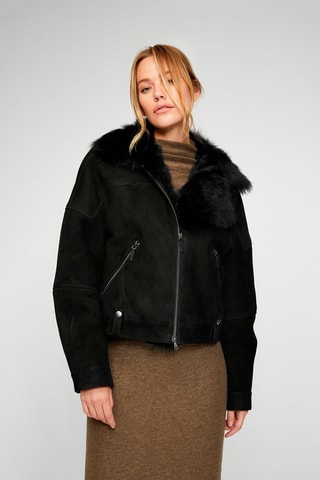 Veste en peau lainée de mouton - Noir
