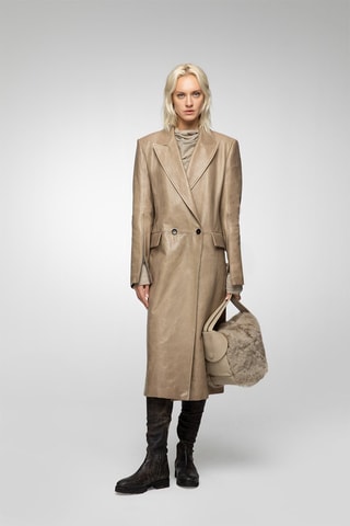 Manteau en cuir d’agneau Beige