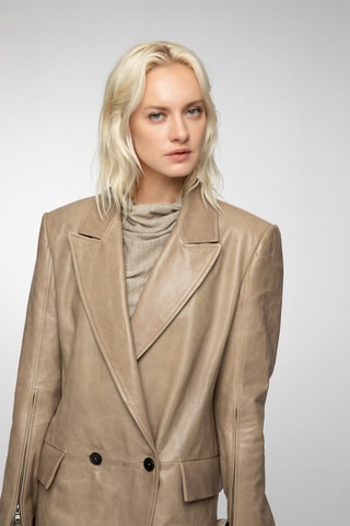 Manteau en cuir d’agneau Beige