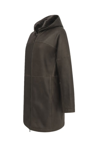 Manteau à capuche en laine de mouton - Marron