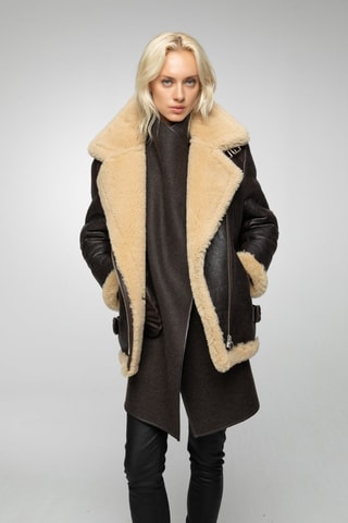 Veste en laine de mouton - Marron et beige