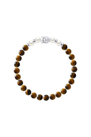 Bracelet - Argent, oeils-de-tigre et perles de culture d'eau douce