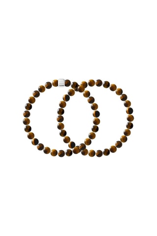 2 bracelets - Argent et oeils-de-tigre