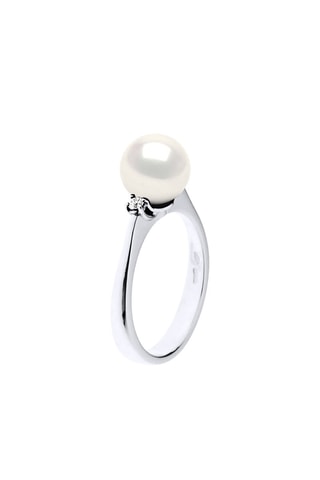 Bague - Or blanc, diamants et perle de culture d’eau douce