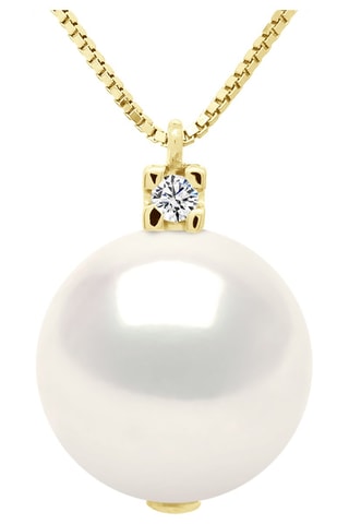 Collier - Or jaune, diamant et perle de culture d’eau douce 