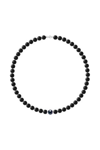 Collier - Agates, onyx, argent et perle de culture d'eau douce