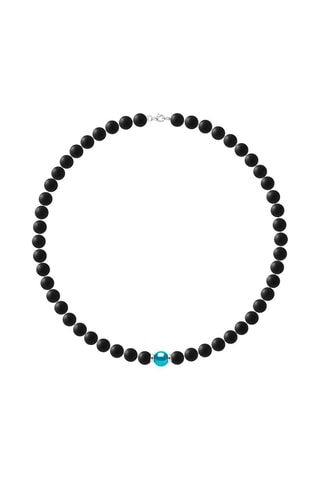 Collier - Agates, onyx, argent et perle de culture d'eau douce