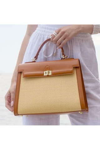 Sac à main en cuir - Marron et beige