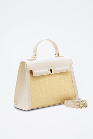 Sac à main en cuir - Beige et blanc