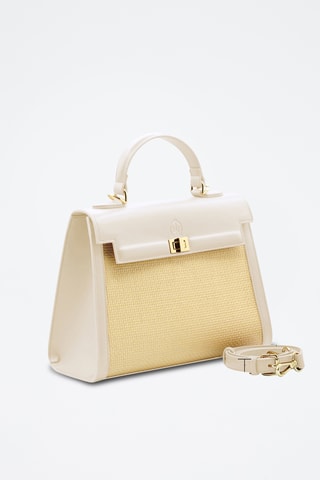 Sac à main en cuir - Beige et blanc
