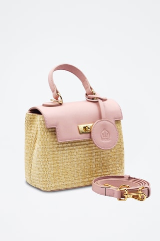 Sac à main en cuir - Beige et rose