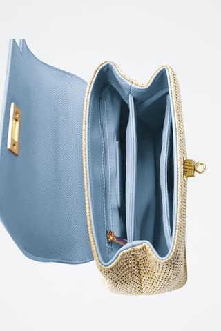 Sac à main en cuir - Beige et bleu
