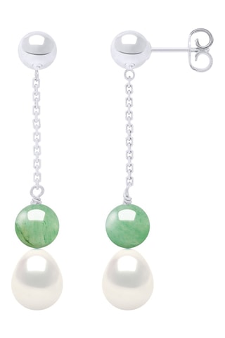 Boucles d’oreilles - Argent, perles de culture d’eau douce et  aventurines