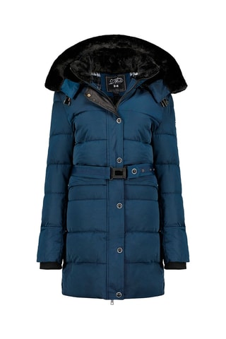 Lange Gewatteerde Jas met Capuchon Bettineak Marineblauw