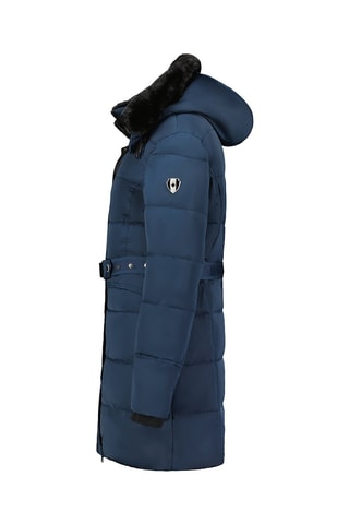 Lange Gewatteerde Jas met Capuchon Bettineak Marineblauw