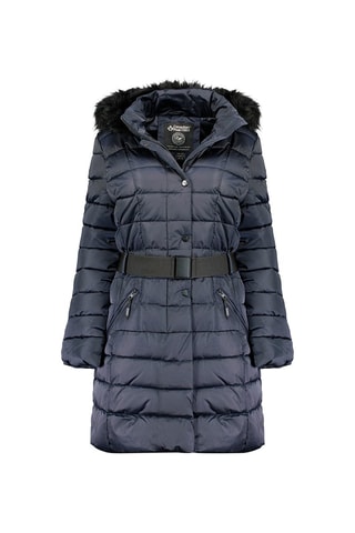 Lange Gewatteerde Jas Anemoneak Marineblauw