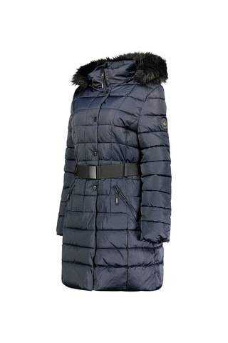 Lange Gewatteerde Jas Anemoneak Marineblauw