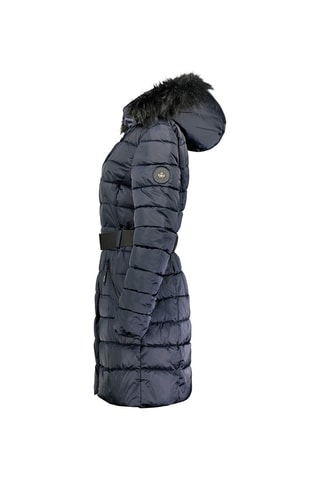 Lange Gewatteerde Jas Anemoneak Marineblauw