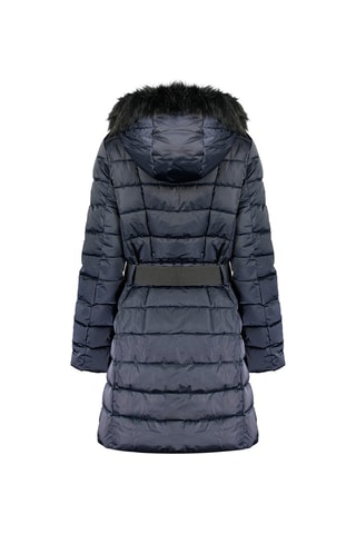 Lange Gewatteerde Jas Anemoneak Marineblauw