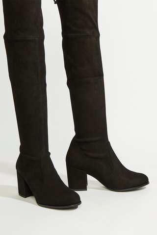 Botas acima do joelho em couro - Preto