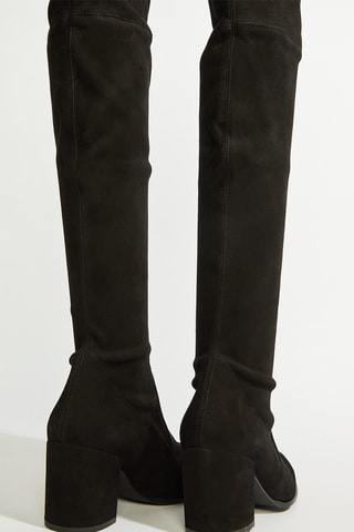 Botas acima do joelho em couro - Preto