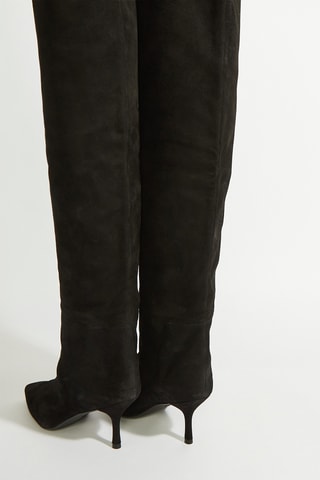 Botas acima do joelho em couro - Preto