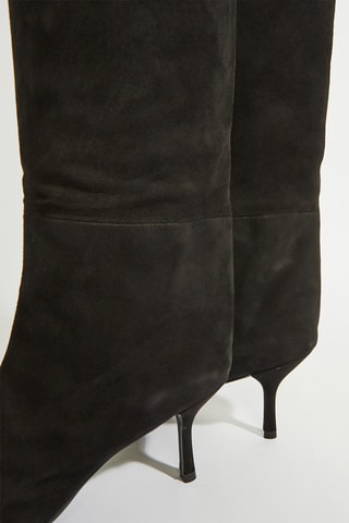 Botas acima do joelho em couro - Preto