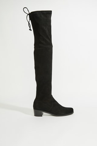Botas acima do joelho em couro - Preto