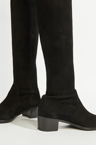 Botas acima do joelho em couro - Preto
