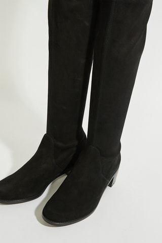 Botas acima do joelho em couro - Preto