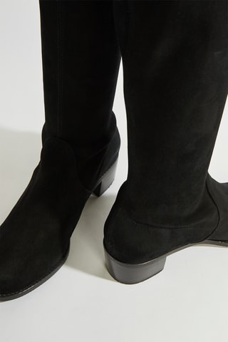 Botas acima do joelho em couro - Preto