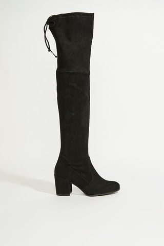 Botas acima do joelho em couro - Preto