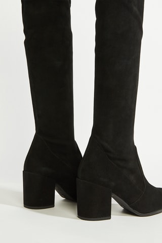Botas acima do joelho em couro - Preto