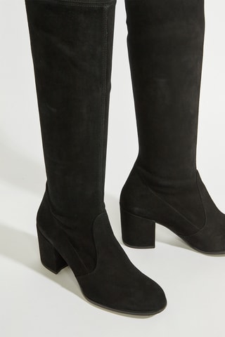 Botas acima do joelho em couro - Preto