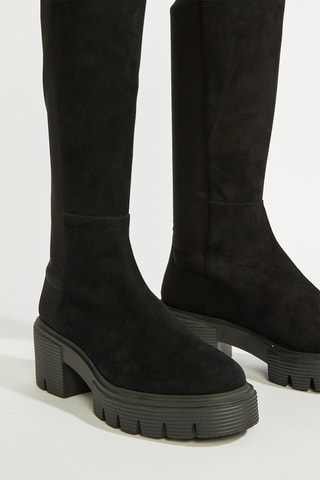 Botas acima do joelho em couro - Preto