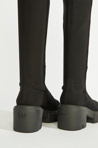 Botas acima do joelho em couro - Preto