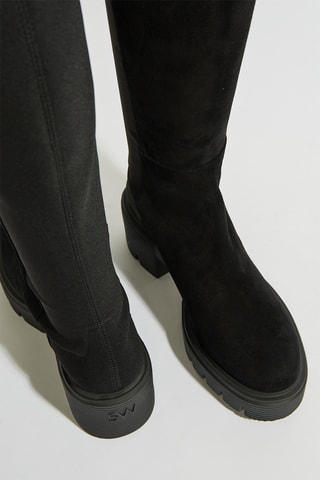 Botas acima do joelho em couro - Preto