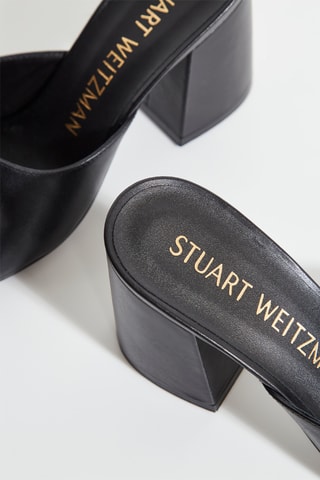 Mules de salto em couro - Preto