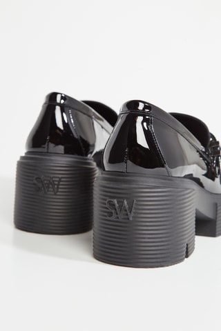 Mules de salto com plataforma em couro - Preto