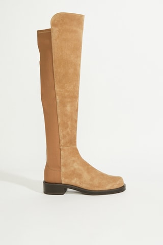 Botas acima do joelho em couro - Castanho claro